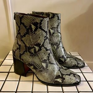 Miista Snake Print Ankle Boots